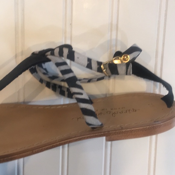 Niccolo Vacari Black Gray Zebra Flat Sandals - Picture 5 of 8